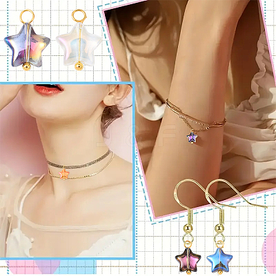 10Pcs Glass Pendants PALLOY-YW00065-01-1