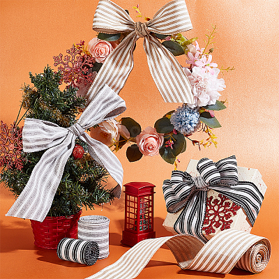 3 Rolls 3 Colors Polyester Striped Ribbons OCOR-GA0001-87-1