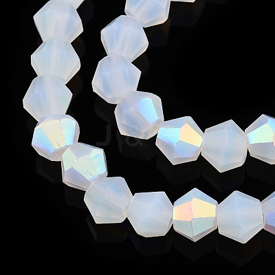 Imitation Jade Bicone Frosted Glass Bead Strands EGLA-A039-J4mm-MB05-1
