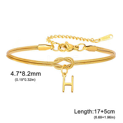 304 Stainless Steel Initial Charm Bracelets FS-WGD8E41-22-1