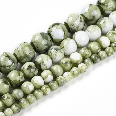 Baking Paint Glass Beads Strands DGLA-N003-10mm-C06-1