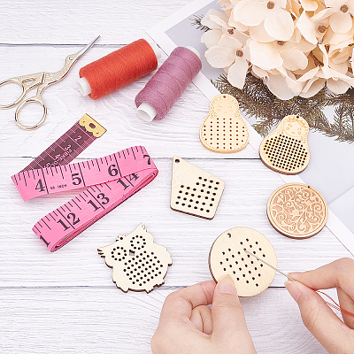 80Pcs 8 Style Doll Wooden Pendants WOOD-AR0001-07-1