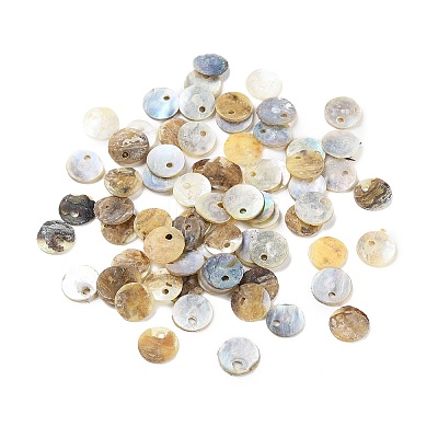 Natural Akoya Shell Flat Round Charms X1-BSHE-Z003-39C-1