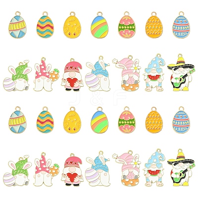 28Pcs 14 Styles Alloy Enamel Pendants ENAM-YW0008-65-1