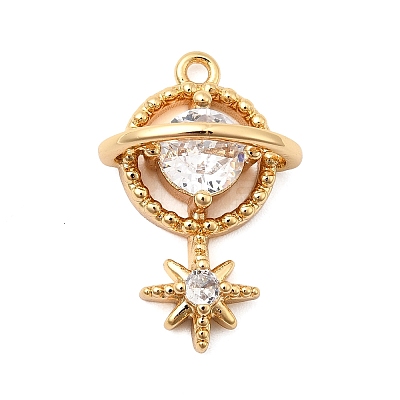 Brass Micro Pave Clear Cubic Zirconia Pendants KK-F916-20G-1