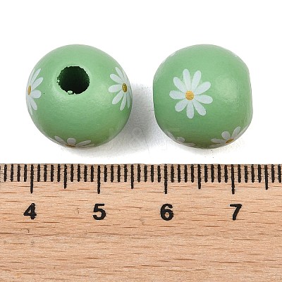 Printed Wood European Beads WOOD-G029-07C-1
