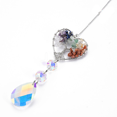 Natural Mixed Gemstone Big Pendants G-N333-008G-1