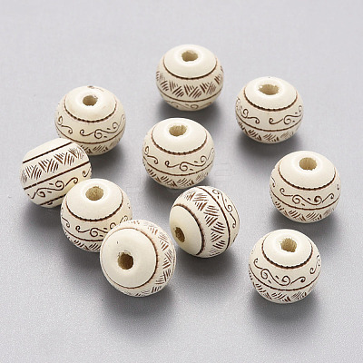 Painted Natural Wood Beads X-WOOD-N006-02A-04-1