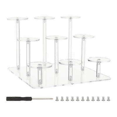 3-Tier Round Transparent Acrylic Toys Action Figures Display Riser Stands ODIS-WH0030-24B-1