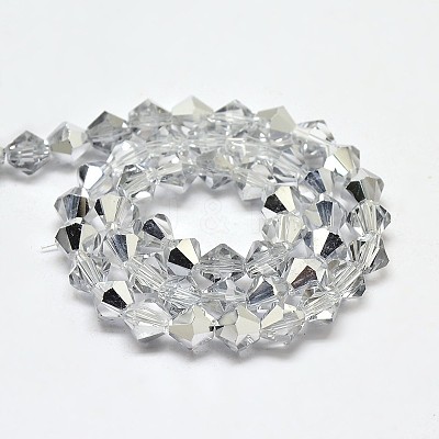 Imitate Austrian Crystal Electroplate Bicone Glass Faceted Bead Strands GLAA-F029-3x3mm-B01-1