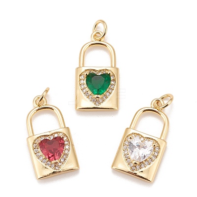 Brass Micro Pave Cubic Zirconia Pendants KK-A161-30G-1