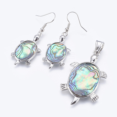 Abalone Shell/Paua ShellJewelry Sets X-SJEW-P089-02-1