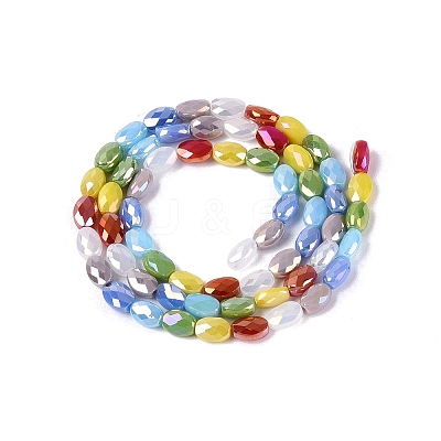 Electroplate Opaque Glass Beads Strands EGLA-Q135-4x6MM-02A-1