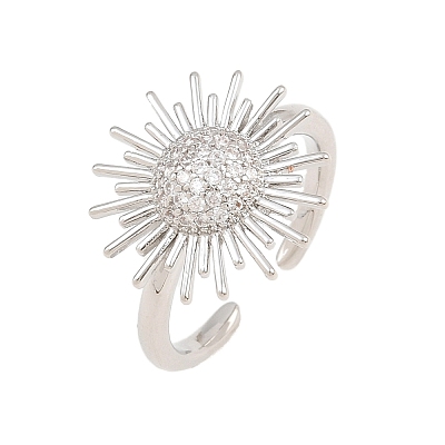 Sun Brass Micro Pave Cubic Zirconia Cuff Open Rings for Women CU-CBA0A21-05P-1