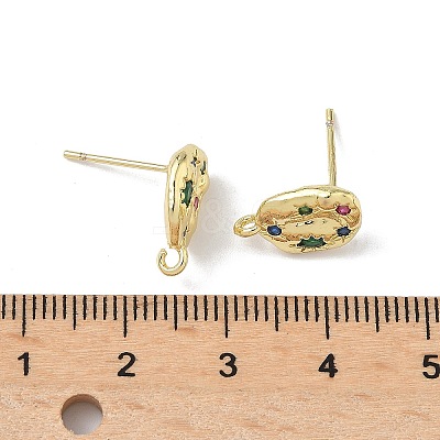 Brass Micro Pave Cubic Zirconia Stud Earring Findings KK-U075-01C-04G-1