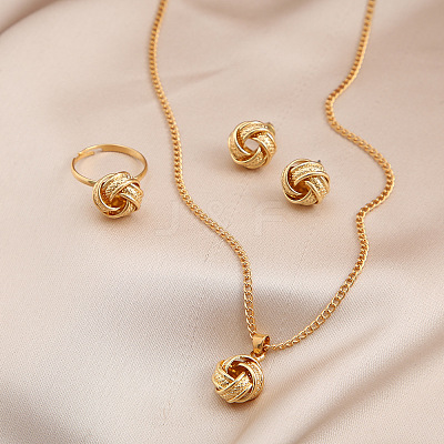 Alloy Stud Earrings & Pendant Necklaces & Rings Sets WG6A31F-01-1
