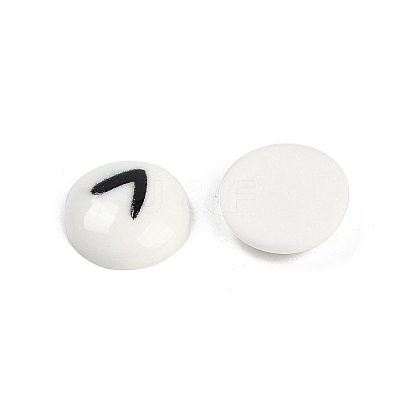 White and Black Flat Round Cartoon Resin Cabochons CRES-Q009-01J-1