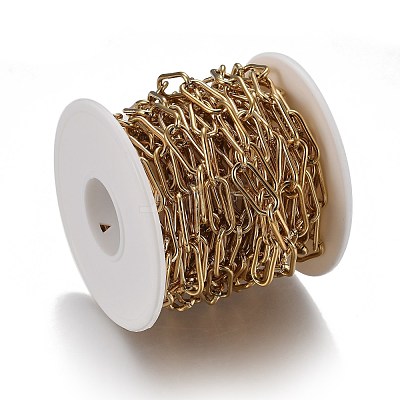 Ion Plating(IP) 304 Stainless Steel Paperclip Chains CHS-A006-01G-1