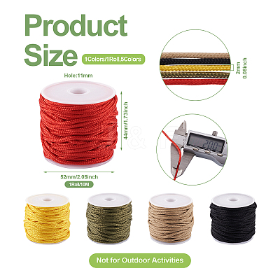 5 Rolls 5 Colors Nylon Braided Cord Ropes NWIR-PJ0001-01-1