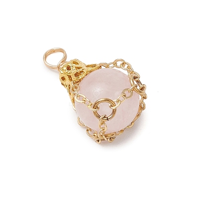 Natural Rose Quartz Pendants PALLOY-JF03396-01-1