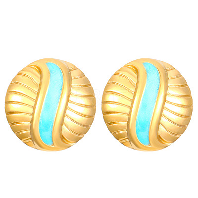 Synthetic Turquoise Stud Earrings FS-WGB9654-01-1