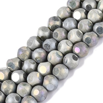 Ombre Effect Dyed Electroplate Opaque Glass Beads Strands EGLA-Q130-01A-02-1