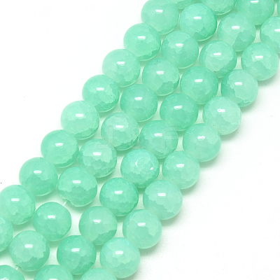 Baking Paint Crackle Glass Beads Strands X-DGLA-Q023-8mm-YS19-1