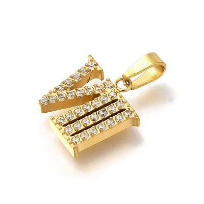 Ion Plating(IP) 304 Stainless Steel Micro Pave Cubic Zirconia Pendants STAS-H228-02G-08-1