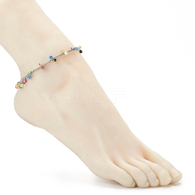 Millefiori Glass Charm Anklets AJEW-AN00441-1