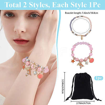 1Bag Plastic & Glass Beaded Stretch Bracelets BJEW-PA0001-10A-1