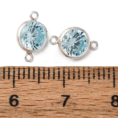 925 Streling Silver Pave Cubic Zirconia Birthstone Connector Charms STER-NH0001-80P-10-1