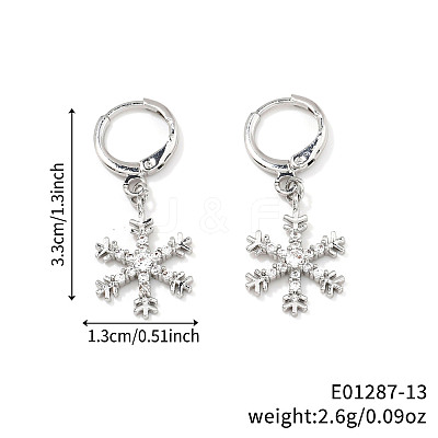 Elegant Brass Micro Pave Clear Cubic Zirconia Snowflake Hoop Earrings & Pendant Necklaces for Women ET8021-6-1