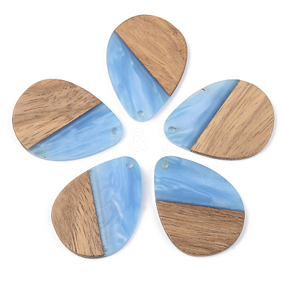 Opaque Resin & Walnut Wood Pendants RESI-S389-010A-C01-1