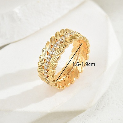 Exquisite Fashion Ears of Wheat Brass Micro Pave Cubic Zirconia Ring for Women Party Gift OI8891-8-1