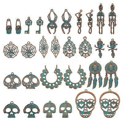 30Pcs 15 Styles Alloy Pendants FIND-GA0008-26-1