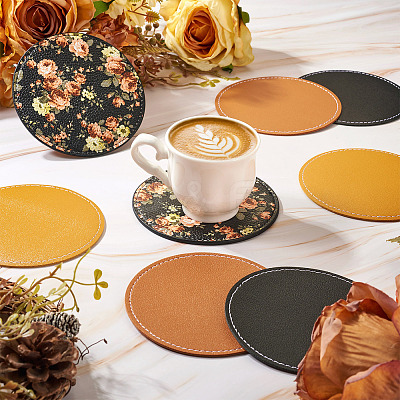 Magibead 8Pcs 4 Styles PU Leather Cup Mats AJEW-MB0001-09A-1