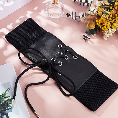 1Pc Imitation Leather Stretch Knot Waist Belts for Women AJEW-CL0002-91B-1
