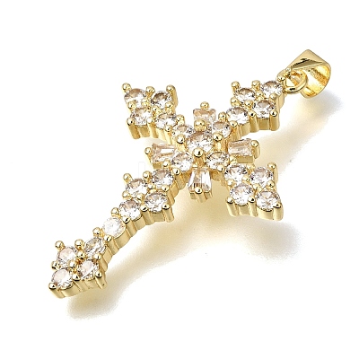 Brass Micro Pave Clear Cubic Zirconia Pendants CU-CBA9883-04A-G-1