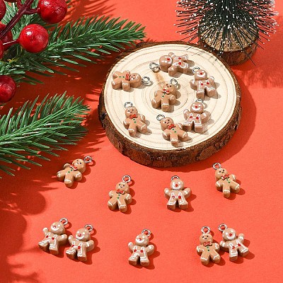 16Pcs 2 Styles Christmas Theme Opaque Resin Pendants RESI-YW0005-25-1