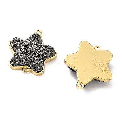 Brass with Druzy Resin Connector Charms KK-C158-05A-G-1