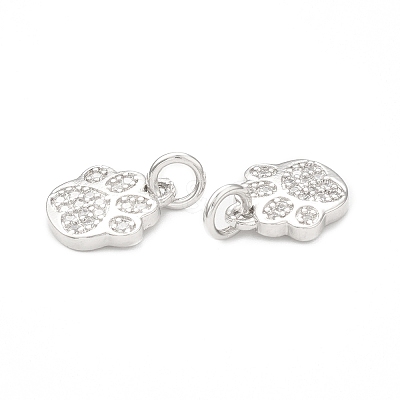 Rack Plating Brass Micro Pave Clear Cubic Zirconia Charms KK-C011-58P-1