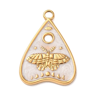 304 Stainless Steel White Enamel Pendants STAS-G399-02G-1