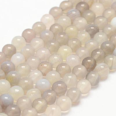 Natural Striped Agate/Banded Agate Bead Strands G-K155-D-6mm-02-1