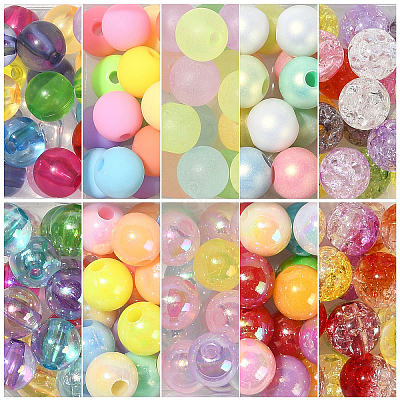 200Pcs 10 Styles Opaque Acrylic Beads MACR-CJ0001-46-1