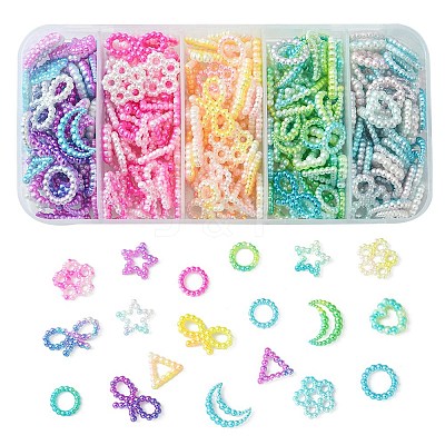 30G 5 Colors Spray Paint ABS Plastic Cabochons KY-YW0001-39-1