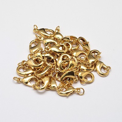 PVD Vacuum Plating Brass Lobster Claw Clasps for Jewelry Necklace Bracelet Making KK-I599-10mm-G-RS-1