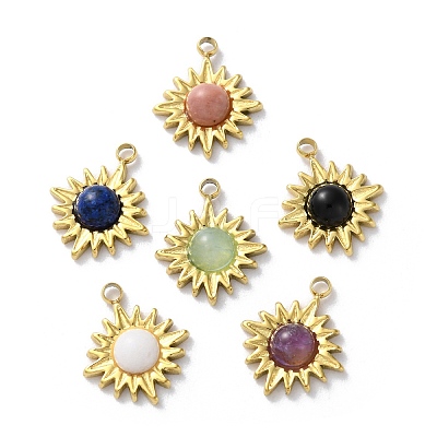 Natural Mixed Stone Charms STAS-Z099-09G-1