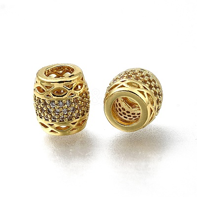 Brass Micro Pave Clear Cubic Zirconia European Beads ZIRC-I070-002G-1