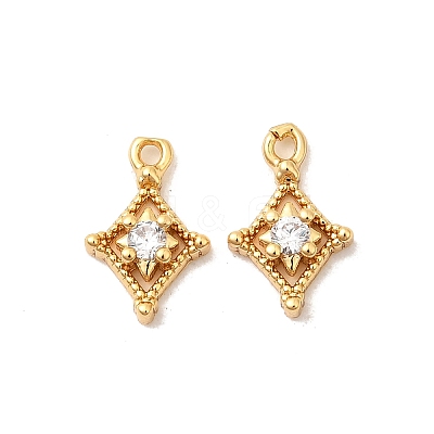 Brass Micro Pave Cubic Zirconia Pendants KK-P340-28G-1