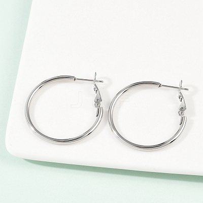 Tarnish Resistant 201 Stainless Steel Hoop Earrings EJEW-F188-24P-A-1